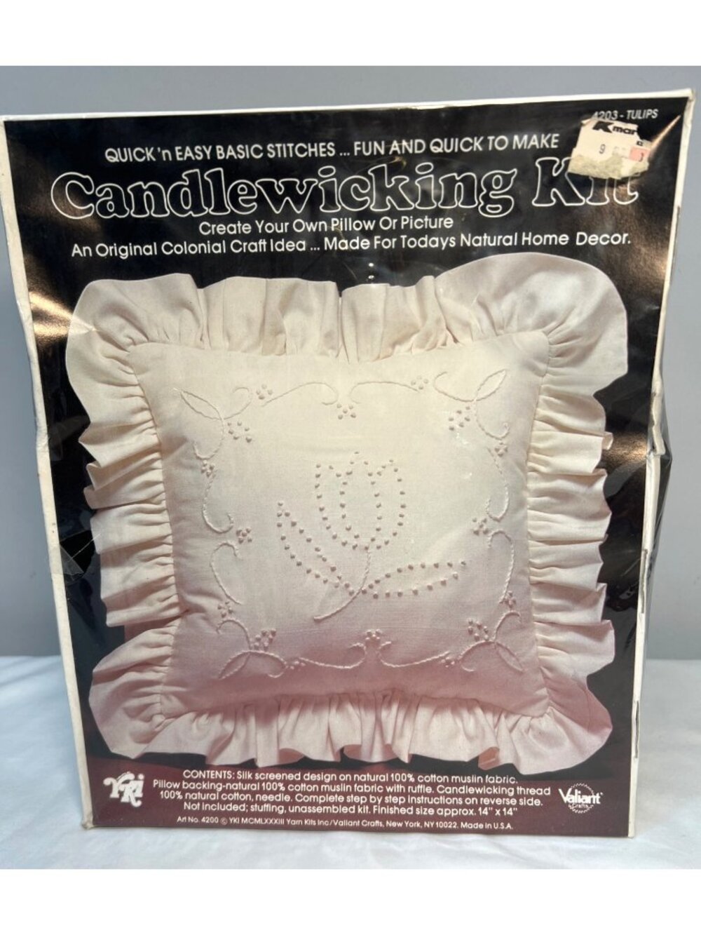 Valiant Candlewicking Kit With Silk Screened Design & Muslin Fabric